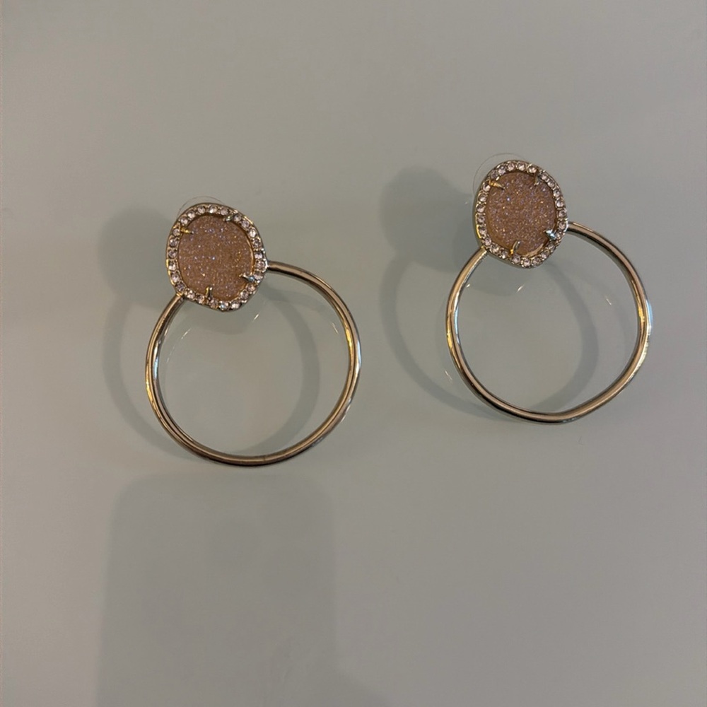Baublebar gold hoops rose gold colored stone